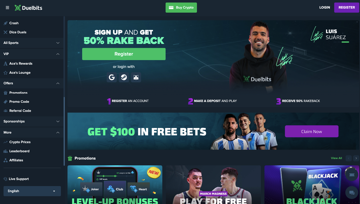 Duelbits Casino Homepage
